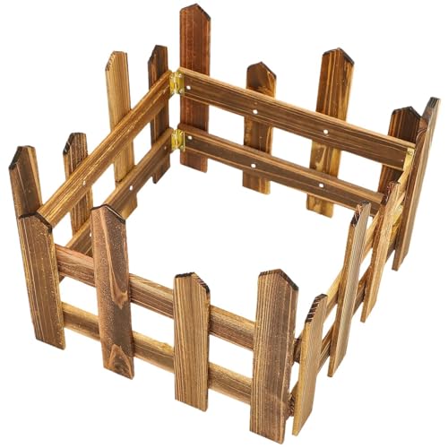 4 Stück Weihnachtsbaumzäune aus Holz für Haustiere, Rasen, Familie, Urlaubsdekoration, Kaffeefarbe von PawwJoy