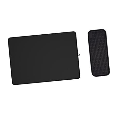Abnehmbare Silikon-Abtropfmatte für Küchentheke und Kaffeemaschine, rutschfest, hitzebeständig, Lebensmittelqualität, Barmatte, 2er-Set (18,31 x 12,8 cm und 30,5 x 12 cm) – Schwarz von PawwJoy