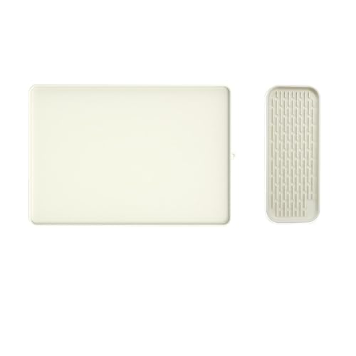 Abnehmbare Silikon-Abtropfmatte für Küchentheke und Kaffeemaschine, rutschfest, hitzebeständig, Lebensmittelqualität, Barmatte, 2er-Set (18,31 x 12,8 cm und 30,5 x 12 cm) – Weiß von PawwJoy