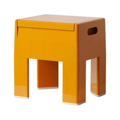 Aufbewahrungshocker, Sitzhocker mit Stauraum, Fußhocker für Terrasse, Schlafzimmer, Schminktisch, 40 x 32 x 40 cm, Gelb von PawwJoy