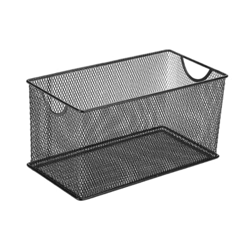 Aufbewahrungskorb aus Metallgeflecht mit offenem Design für CDs, Küche, Bad, Speisekammer, Garage, Schrank-Organisation, 27 x 14 x 15 cm, Schwarz von PawwJoy