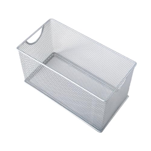 Aufbewahrungskorb aus Metallgeflecht mit offenem Design für CDs, Küche, Bad, Speisekammer, Garage, Schrank-Organisation, 27 x 14 x 15 cm, Silber von PawwJoy