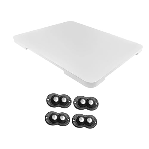 Ausziehbares Tablett für Kaffeemaschine, mit ausziehbarem Holzsockel, 40 x 32,5 x 1,5 cm, Küchengeräte-Organizer mit 360°-Rollen, Weiß von PawwJoy