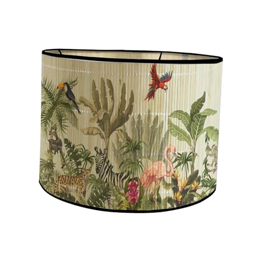 Bambus-Lampenschirm, Trommel-Lampenschirm, E27, handgefertigt, japanischer Stil, für Hängelampe, 30 x 20 cm, Vögel von PawwJoy