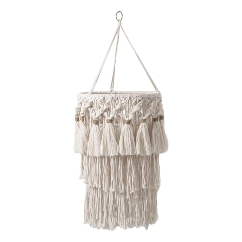 Bohemian-Lampenschirm, handgewebt, Baumwollseil, mit Fransenquasten, 73 cm oder 76 cm, für Hängeleuchte, Wand- und Bodenleuchten, Gesamtlänge 76 cm von PawwJoy