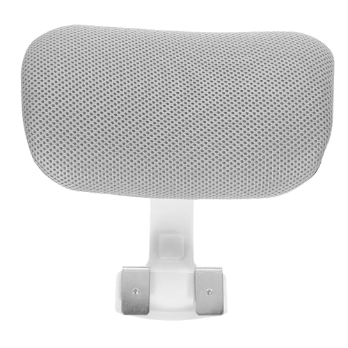 Bürostuhl-Kopfstütze Nackenstützkissen-Befestigung, universelles ergonomisches Kopfkissen, Schreibtischstuhl-Kopfstütze, 18 - 22 x 29 cm, Grau mit weißem Rahmen von PawwJoy