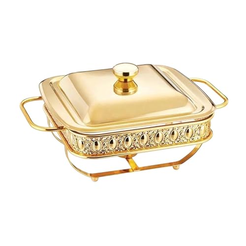 Chafing Dish Rechteckiges Catering-Wärmer und Deckel-Set, robustes Serviertablett, Buffetwärmer-Set mit Tablett, 33 x 14 x 15 cm, Gold Chafing Dish Rechteckiges Catering-Wärmer und Deckel-Set, robustes Serviertablett, Buffetwärmer-Set mit Tablett, 33 x 14 x 15 cm, Gold von PawwJoy