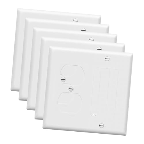Duplex-Steckdosen-Wandplatten, amerikanische Standard, 11,4 x 11,4 cm, dekorative Schalterabdeckungen für Zuhause und Büro, 3 Löcher, 5 Stück Duplex-Steckdosen-Wandplatten, amerikanische Standard, 11,4 x 11,4 cm, dekorative Schalterabdeckungen für Zuhause und Büro, 3 Löcher, 5 Stück von PawwJoy