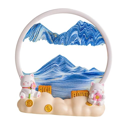 Dynamic Sand Art Decor Treibsand Sanduhr Cartoon Katze Desktop Ornament 18 x 7,5 x 19 cm Sandmalerei Statue für Büro Wohnzimmer - Blau Dynamic Sand Art Decor Treibsand Sanduhr Cartoon Katze Desktop Ornament 18 x 7,5 x 19 cm Sandmalerei Statue für Büro Wohnzimmer - Blau von PawwJoy