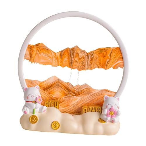Dynamische Sandkunst-Dekoration, Treibsand, Sanduhr, Cartoon-Katze, Schreibtisch-Ornament, 18 x 7,5 x 19 cm, Sandmalerei, Statue für Büro, Wohnzimmer, Orange Dynamische Sandkunst-Dekoration, Treibsand, Sanduhr, Cartoon-Katze, Schreibtisch-Ornament, 18 x 7,5 x 19 cm, Sandmalerei, Statue für Büro, Wohnzimmer, Orange von PawwJoy