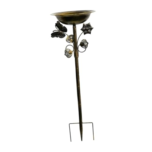 Freistehende Vogeltränke, Futterschale mit Pfahl, Wasserschale für Hof, Balkon, Kolibri, Garten, Outdoor-Dekoration, 25 x 75 cm, Gold Freistehende Vogeltränke, Futterschale mit Pfahl, Wasserschale für Hof, Balkon, Kolibri, Garten, Outdoor-Dekoration, 25 x 75 cm, Gold von PawwJoy