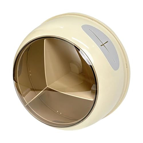 Frischhaltebeutel, Aufbewahrungsbox, Frischhaltefolie, Organizer für Frischhaltefolie, mit transparentem Deckel, Wandhalterung, 360° drehbar, 24,5 x 24,5 x 13 cm, cremefarben von PawwJoy