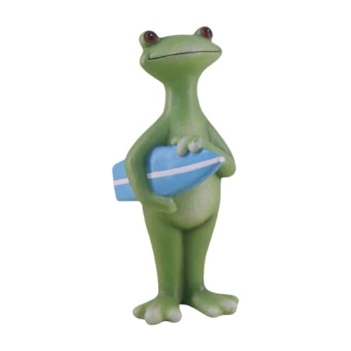 Froschfigur aus Kunstharz, Tierskulptur, 8,5 x 8,9 x 18,9 cm, Miniatur-Gartendekoration für Terrasse, Teich, Schreibtisch, Flur, blaues Surfbrett Froschfigur aus Kunstharz, Tierskulptur, 8,5 x 8,9 x 18,9 cm, Miniatur-Gartendekoration für Terrasse, Teich, Schreibtisch, Flur, blaues Surfbrett von PawwJoy