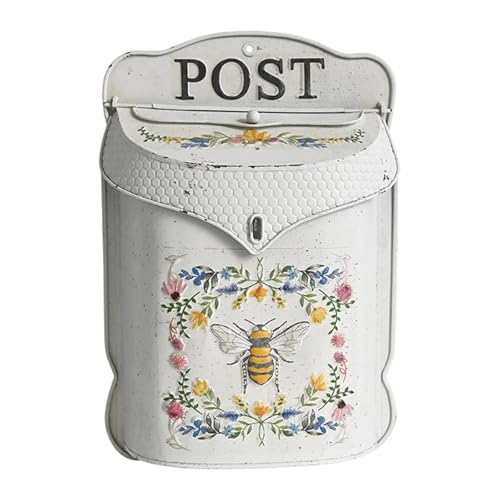 Geprägter Wandbriefkasten mit Schloss, rustikaler Eisen-Briefkasten für Tür, Garten, Büro, Straße, Wohnen, 27 x 10 x 39 cm von PawwJoy