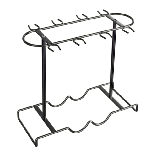 Glashalter für 8 Gläser und 2 Flaschen, Tischkelche, Aufbewahrungsregal, Küche, Bar, Hotel, Zuhause, Schwarz von PawwJoy