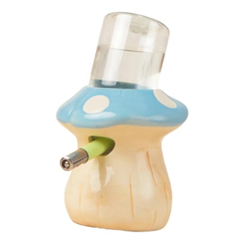 Hamster-Wasserflasche mit Ständer, leicht zu reinigen, kreative Keramik-Pilzform, für Frettchen, Chinchilla, Mäuse, Kleintiere, Rennmäuse, Blau von PawwJoy