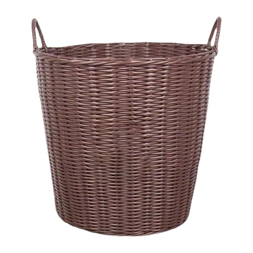 Handgefertigter gewebter Wäschekorb mit Doppelgriffen, Rattan-Kunststoff, Aufbewahrungs-Organizer für Zuhause, Kinderzimmer, Schlafzimmer, Waschküche (1 Korb), S von PawwJoy