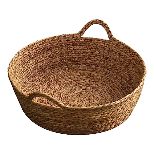 Handgefertigter runder Gras-gewebter Katzenbettkorb mit Kratzmatte, Innennest für Katzen und kleine Hunde, 45,7 x 15,2 cm Handgefertigter runder Gras-gewebter Katzenbettkorb mit Kratzmatte, Innennest für Katzen und kleine Hunde, 45,7 x 15,2 cm von PawwJoy