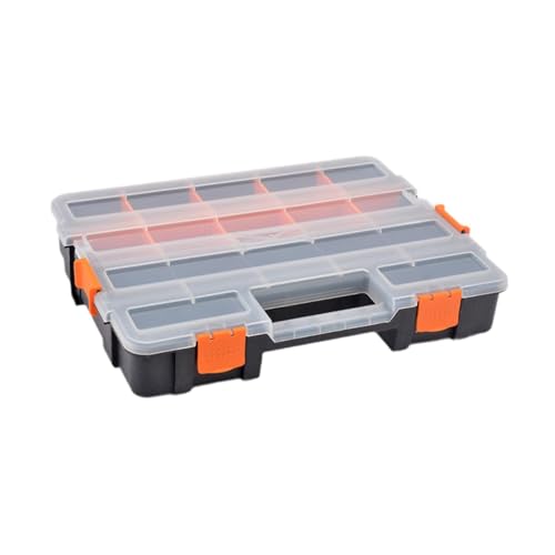 Hardware-Organizer-Box, tragbare Aufbewahrungsbox mit herausnehmbaren Trennwänden, Kleinteilen-Organizer für Hardware, Bastelwerkzeuge, 37,5 x 29 x 6,7 cm von PawwJoy