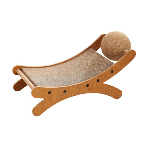 Katzenkratzbett für Indoor-Katzen, Mini-Strandkorb mit Kratzball, Haustiermöbel, Kleintierliege, 56 x 26 x 32 cm, Wellpapier von PawwJoy