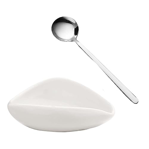 Keramik-Kaffeebohnen-Dosierbecher-Set mit Wiegeschüssel und Löffel, Mehrzweck-Messwerkzeug für Kaffeebohnen, Tee, Mehl, Weiß, 1 Stück von PawwJoy