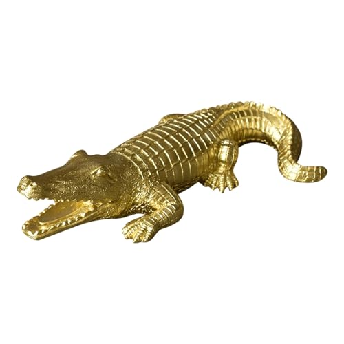 Krokodil-Figur, Kunstharz, Gartenstatue, Alligator-Skulptur für Terrasse, Büro, Bücherregal, Dekoration, goldfarben Krokodil-Figur, Kunstharz, Gartenstatue, Alligator-Skulptur für Terrasse, Büro, Bücherregal, Dekoration, goldfarben von PawwJoy