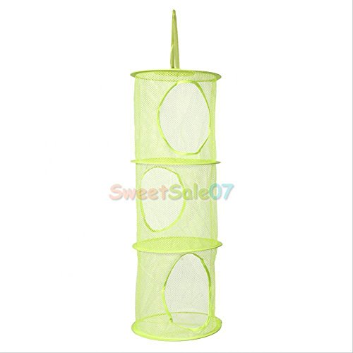 Mehrschichtiger Aufbewahrungskorb mit 3 Fächern, Netz, Hängekorb für Kleidung, Schuhe, Spielzeug, grünes Acryl Mehrschichtiger Aufbewahrungskorb mit 3 Fächern, Netz, Hängekorb für Kleidung, Schuhe, Spielzeug, grünes Acryl von PawwJoy