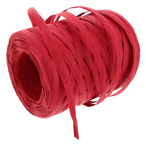 Papierband aus natürlichem Bast, rote Schnur für Geschenkverpackungen, Bastelarbeiten und Blumenarrangements, 100 m, umweltfreundlich, reißfest von PawwJoy