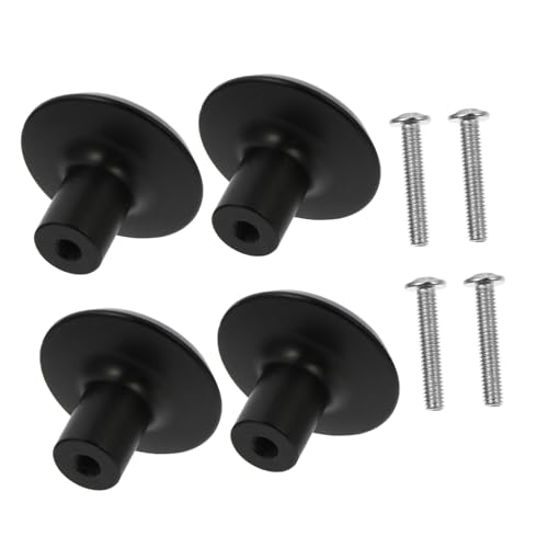PawwJoy 1 Set runde schwarze Schrankgriffe – modernes Design, Küchenschublade und Möbelknöpfe, 4-teiliges Set von PawwJoy