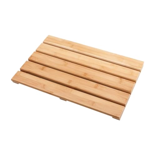 PawwJoy Bambus-Badematte, erhöht, schnell trocknend, wasserabweisend, Bodenmatte, 50 x 33 x 3,5 cm, für Dusche, Spa, Badezimmer, Dekor von PawwJoy