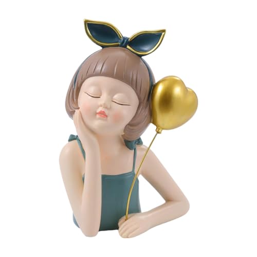 PawwJoy Cartoon-Mädchen-Statue, niedliche Figur, Skulptur, Sammler-Schreibtisch, Ornament, Tischdekoration für Bücherregal, Schreibtisch, Eingang, Veranda, Balkon, Grün PawwJoy Cartoon-Mädchen-Statue, niedliche Figur, Skulptur, Sammler-Schreibtisch, Ornament, Tischdekoration für Bücherregal, Schreibtisch, Eingang, Veranda, Balkon, Grün von PawwJoy