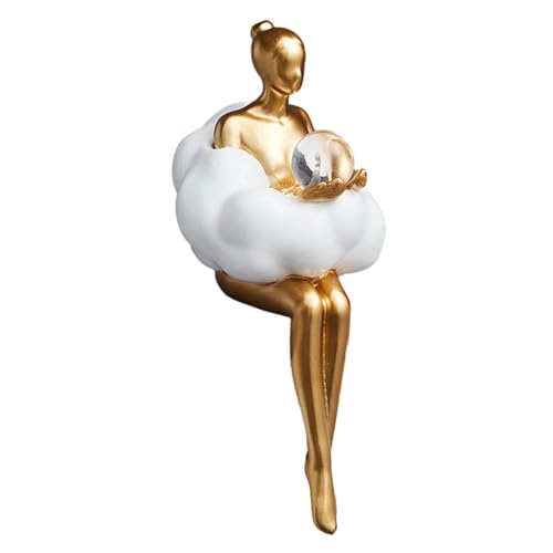 PawwJoy Cloud Girl Abstrakte Kunst-Skulptur aus Kunstharz für den Tisch, Zuhause, Eingangsbereich, Dekoration, 22,9 cm, hält Kugel PawwJoy Cloud Girl Abstrakte Kunst-Skulptur aus Kunstharz für den Tisch, Zuhause, Eingangsbereich, Dekoration, 22,9 cm, hält Kugel von PawwJoy
