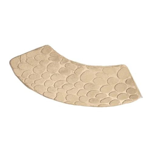 PawwJoy Duschmatte in Fächerform, gebogen, rutschfest, wasserabsorbierend, 100 x 30 cm, Kamelfarben von PawwJoy