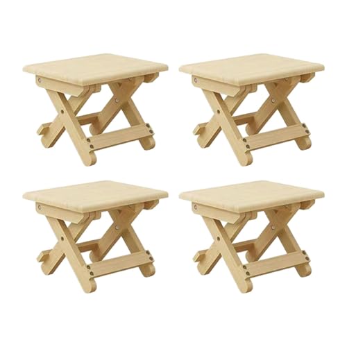 PawwJoy Faltbarer Campinghocker aus Holz, tragbarer Stuhl für Balkon, Outdoor, Camping, Picknick, 4 Stück von PawwJoy