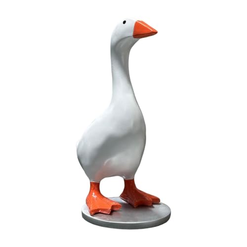 PawwJoy Gans Figuren-Schlüsselhalter, Harz-Entenstatue, Schlüsselaufhänger mit beschwertem Sockel, Tierskulptur, Ornament für Schlüsselaufbewahrung und Heimdekoration, 12 x 10 x 18 cm, mit Sockel von PawwJoy