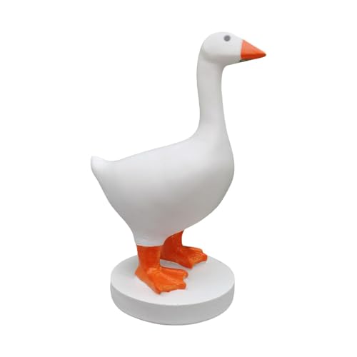 PawwJoy Goose Statue Ente Schlüsselhalter, Tierskulptur, Schlüsselaufbewahrung, Ornament, Harz, Heimdekoration, Eingangs-Organizer, 12 x 8,2 x 15 cm, Orange von PawwJoy