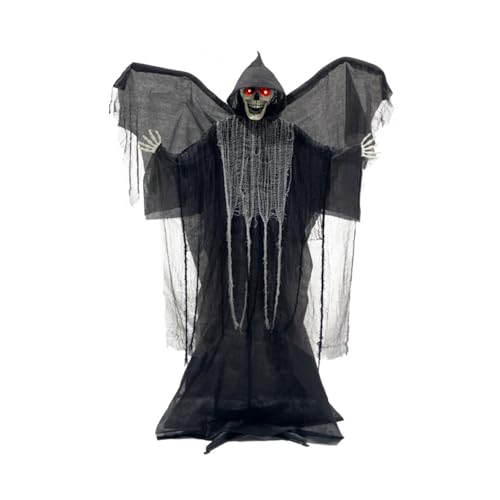 PawwJoy Halloween Hängender Sensenmann fliegend animiert mit Ton und Licht Skelett Dekoration für Zuhause, Veranda, Außenhof 165,1 x 124,5 cm PawwJoy Halloween Hängender Sensenmann fliegend animiert mit Ton und Licht Skelett Dekoration für Zuhause, Veranda, Außenhof 165,1 x 124,5 cm von PawwJoy