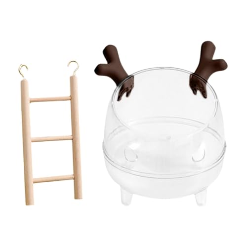 PawwJoy Hamster-Sandbadbehälter mit Leiter, transparenter Sandkasten, leicht zu reinigen, Hamstertoilette für Kleintiere, Braun von PawwJoy