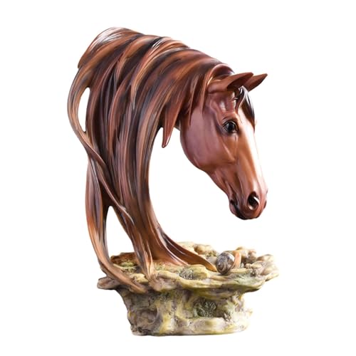 PawwJoy Handgeschnitzte Pferdekopf-Statue, Ornament, Kunstharz, Pferde-Skulptur, Figur, 20 x 13,5 x 32,5 cm, Schreibtisch-Regal, Schrank-Dekoration, bunt PawwJoy Handgeschnitzte Pferdekopf-Statue, Ornament, Kunstharz, Pferde-Skulptur, Figur, 20 x 13,5 x 32,5 cm, Schreibtisch-Regal, Schrank-Dekoration, bunt von PawwJoy