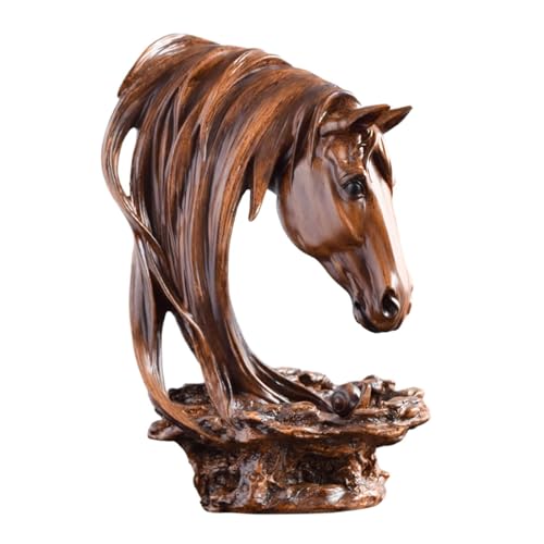 PawwJoy Handgeschnitzte Pferdekopf-Statue, Ornament, Kunstharz, Pferde-Skulptur, Figur, 20 x 13,5 x 32,5 cm, Schreibtischregal, Schrankdekoration, Holz PawwJoy Handgeschnitzte Pferdekopf-Statue, Ornament, Kunstharz, Pferde-Skulptur, Figur, 20 x 13,5 x 32,5 cm, Schreibtischregal, Schrankdekoration, Holz von PawwJoy