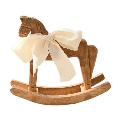 PawwJoy Holzpferd-Figur, Schaukelpferd, Statue mit Band, dekoratives Sammlerstück, Weihnachtsdekoration, Tischdekoration, 15 x 6 x 19 cm, weißes Band PawwJoy Holzpferd-Figur, Schaukelpferd, Statue mit Band, dekoratives Sammlerstück, Weihnachtsdekoration, Tischdekoration, 15 x 6 x 19 cm, weißes Band von PawwJoy