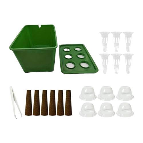 PawwJoy Hydrokultur-Anzuchtsystem-Set mit 6 Kapseln, robuster Pflanzkasten für drinnen und draußen, Gartenarbeit, 18 x 12 x 10,5 cm, Grün PawwJoy Hydrokultur-Anzuchtsystem-Set mit 6 Kapseln, robuster Pflanzkasten für drinnen und draußen, Gartenarbeit, 18 x 12 x 10,5 cm, Grün von PawwJoy