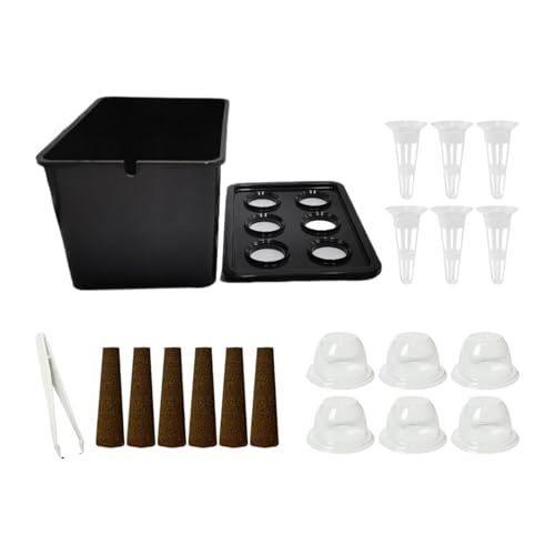PawwJoy Hydrokultur-Anzuchtsystem-Set mit 6 Kapseln, robuster Pflanzkasten für drinnen und draußen, Gartenarbeit, 18 x 12 x 10,5 cm, Schwarz von PawwJoy