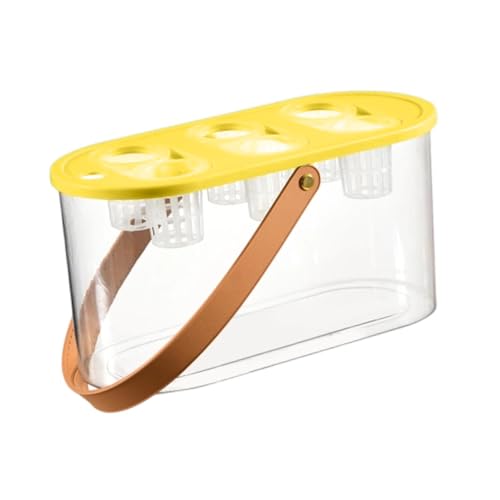 PawwJoy Hydrokultur-Züchterbox mit Griff, 6 Löchern, Mikro-Landschafts-Tank für Zuhause, Innenbereich, Gartenarbeit, 30,4 x 15,1 x 13 cm, Gelb von PawwJoy