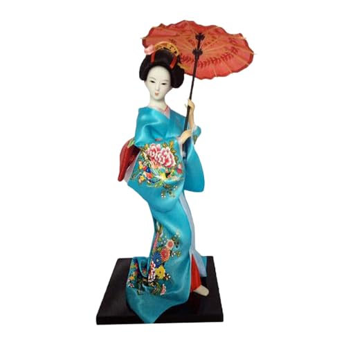 PawwJoy Japanische Geisha-Mädchen-Statue, Ornament, traditionelle Kimono-Puppe für Tisch, Schreibtisch, Büro, Heimdekoration, Hellblau, 30,5 cm PawwJoy Japanische Geisha-Mädchen-Statue, Ornament, traditionelle Kimono-Puppe für Tisch, Schreibtisch, Büro, Heimdekoration, Hellblau, 30,5 cm von PawwJoy