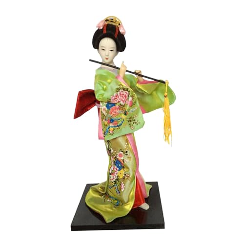 PawwJoy Japanische Geisha-Mädchen-Statue, Ornament, traditionelle Kimono-Puppe für Tisch, Schreibtisch, Büro, Heimdekoration, fluoreszierendes Grün, 30,5 cm PawwJoy Japanische Geisha-Mädchen-Statue, Ornament, traditionelle Kimono-Puppe für Tisch, Schreibtisch, Büro, Heimdekoration, fluoreszierendes Grün, 30,5 cm von PawwJoy
