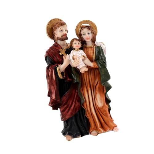 PawwJoy Katholische Heilige Familie, Jesus, religiöse Figur, Kunstwerk, Skulptur, Kunstharzfigur für Neujahr, Weihnachten, Bauernhaus, 3 Personen, 10 x 5 x 18 cm PawwJoy Katholische Heilige Familie, Jesus, religiöse Figur, Kunstwerk, Skulptur, Kunstharzfigur für Neujahr, Weihnachten, Bauernhaus, 3 Personen, 10 x 5 x 18 cm von PawwJoy