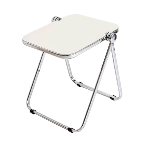 PawwJoy Klappbarer Tabletttisch, kleiner Klapptisch mit rutschfesten Füßen, Acryl, tragbarer Tisch, 35 x 40 x 44 cm, für Wohnheim, Büro, Schlafzimmer, Weiß von PawwJoy
