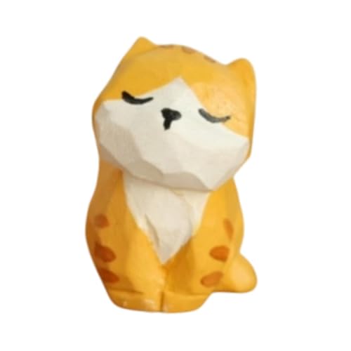 PawwJoy Mini-Holzfigur mit Schnitzerei, Tierstatue, Schreibtisch-Ornament, dekoratives Holzhandwerk, niedliche kleine Tierfigur für Regal, Schrank, Büro, Dekoration - Katze PawwJoy Mini-Holzfigur mit Schnitzerei, Tierstatue, Schreibtisch-Ornament, dekoratives Holzhandwerk, niedliche kleine Tierfigur für Regal, Schrank, Büro, Dekoration - Katze von PawwJoy