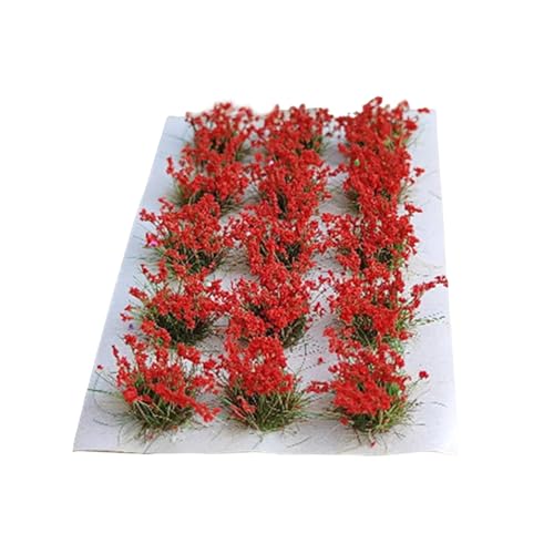 PawwJoy Miniatur-Blumenbüschel für Architekturmodelle, Eisenbahnlandschaft, 8,5 x 5,8 x 1 cm, Rot, 15 Stück von PawwJoy